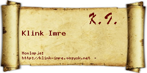 Klink Imre névjegykártya